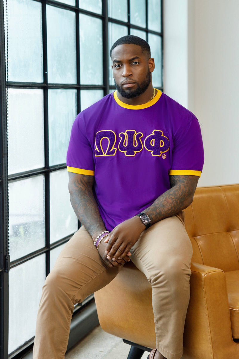 ΩΨΦ Ringer Chenille Tee – My Greek Boutique
