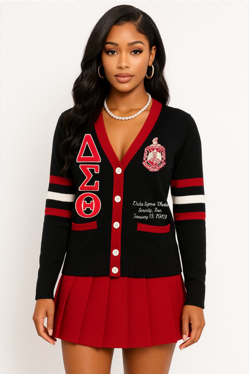 ΔΣΘ Chenille Cardigan – My Greek Boutique