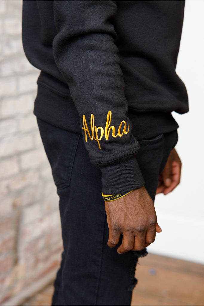 HBCU Alpha Chenille Sweatshirt In Black/Gold