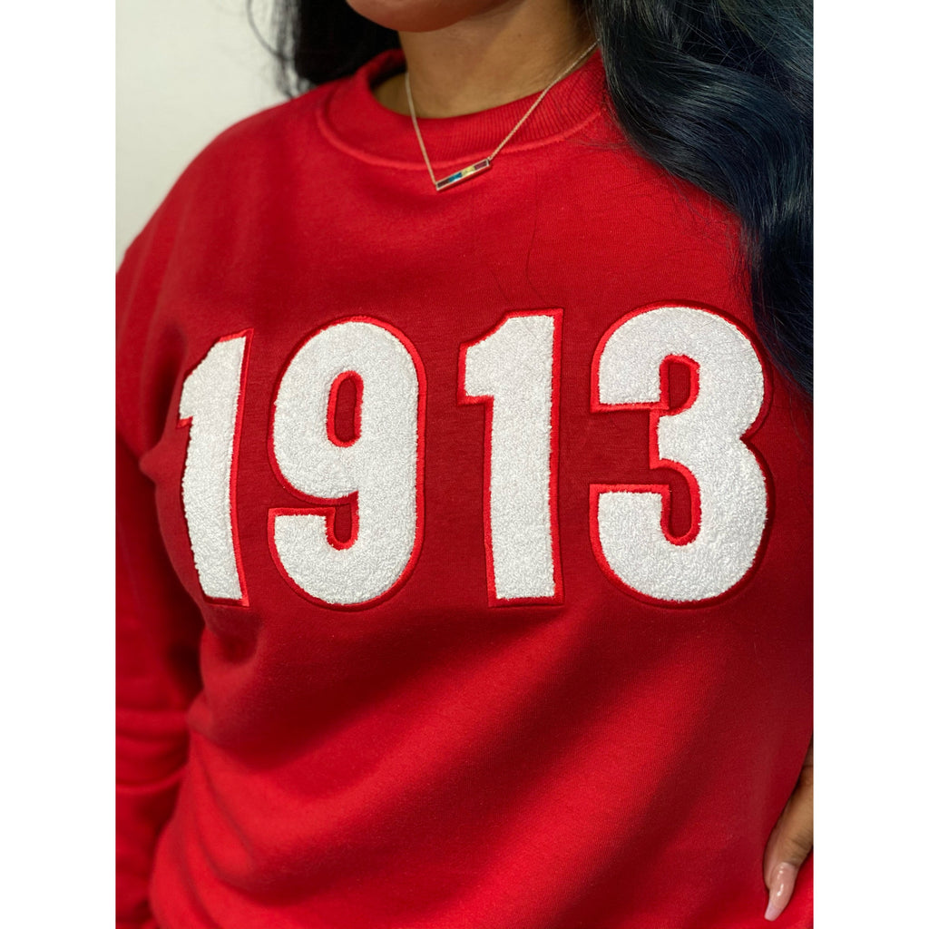 1913 Chenille Embroidered Sweatshirt - My Greek Boutique