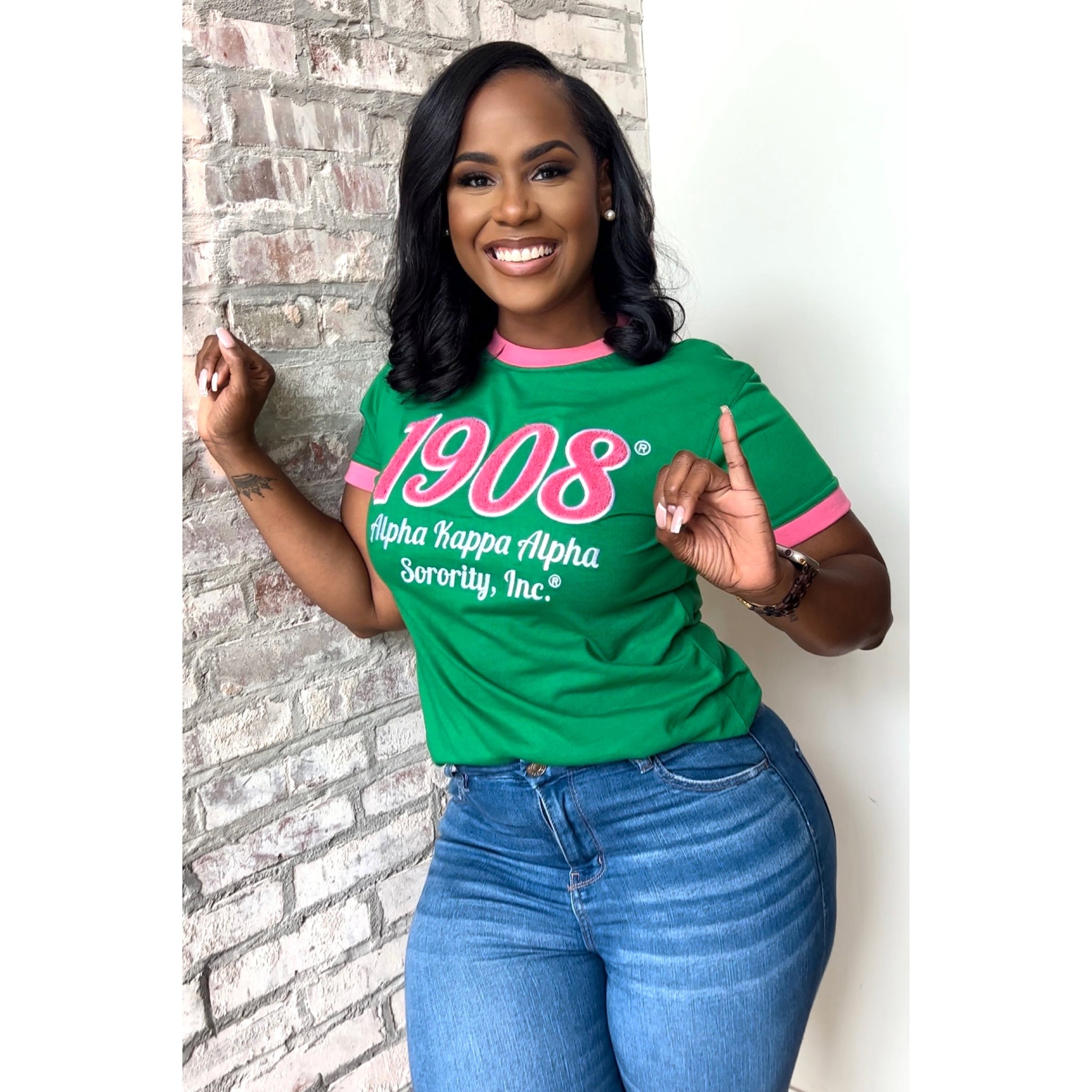 Pink Trim 1908 Chenille Tee – My Greek Boutique