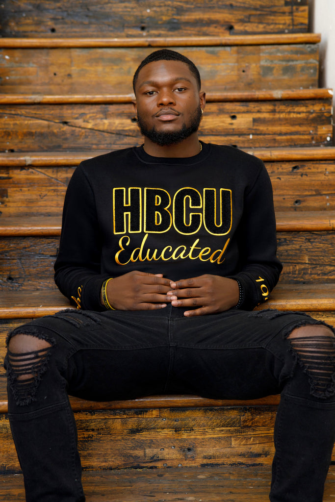 HBCU Alpha Chenille Sweatshirt In Black/Gold