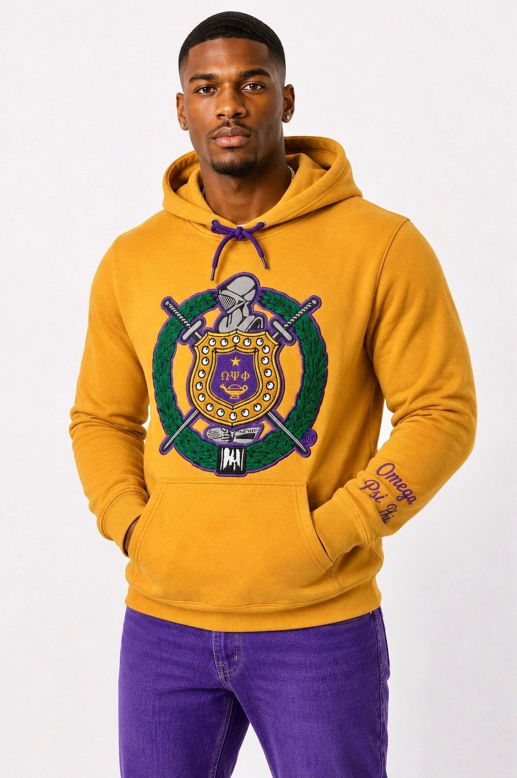 Gold Omega Shield Chenille Hoodie – My Greek Boutique