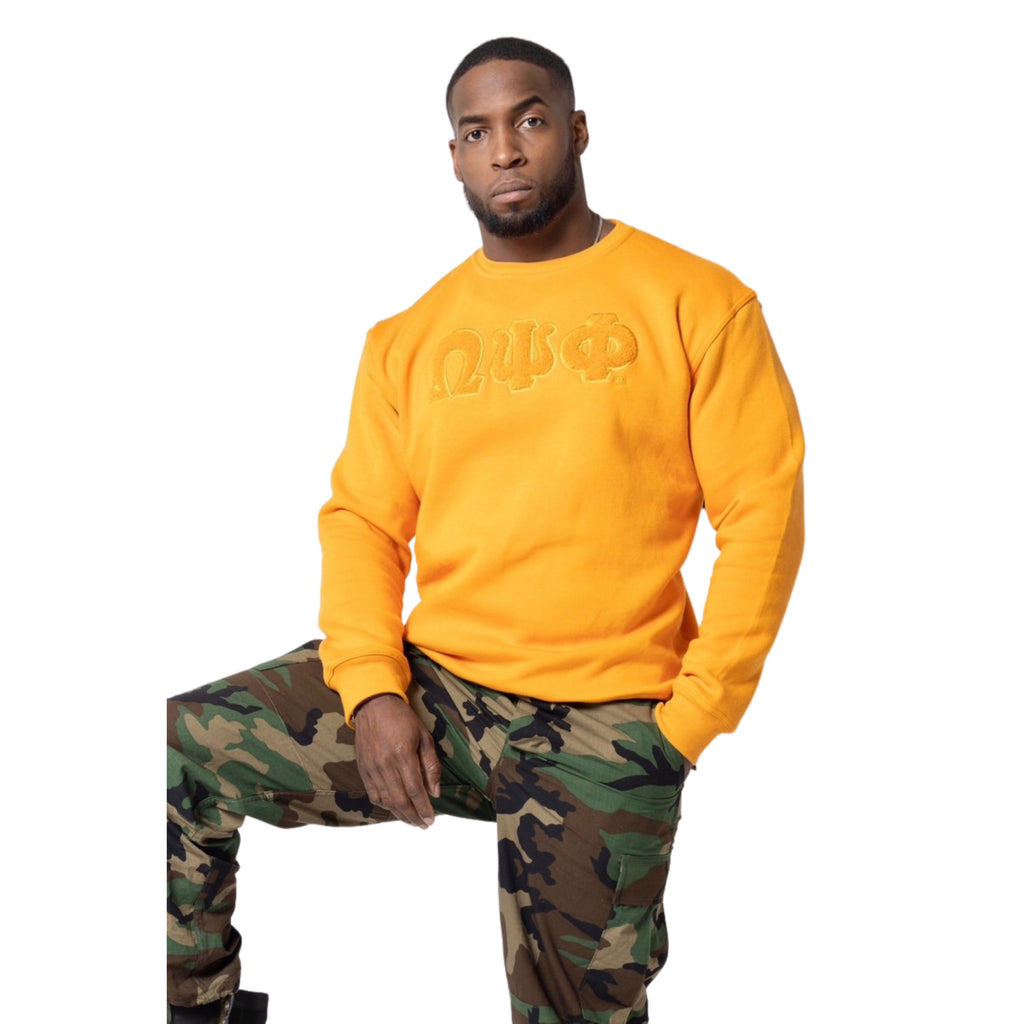 Solid ΩΨΦ Chenille Embroidered Sweatshirt - My Greek Boutique