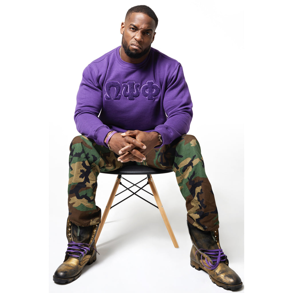 Solid ΩΨΦ Chenille Embroidered Sweatshirt - My Greek Boutique