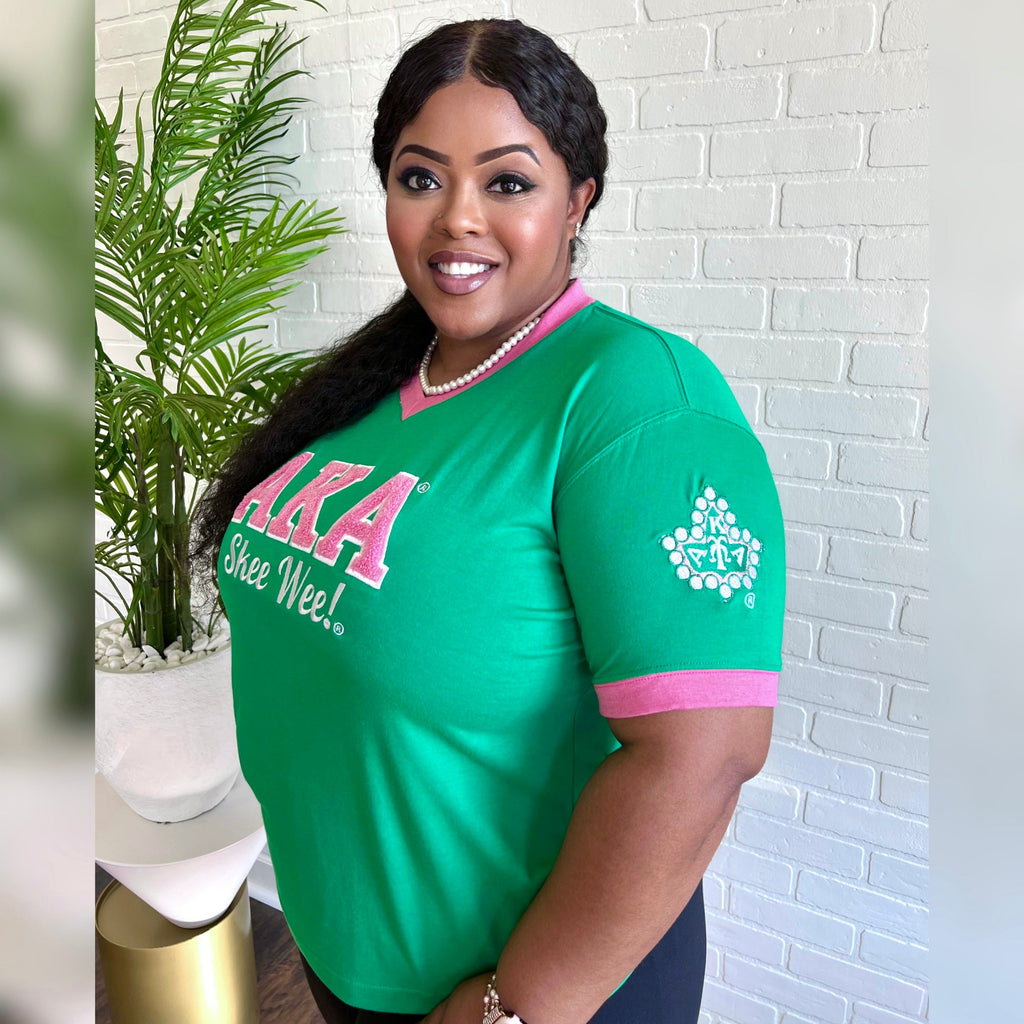 Green AKA Chenille T-Shirt - My Greek Boutique