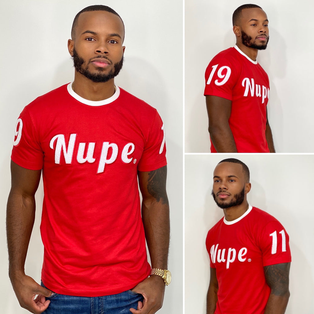 Red/White Nupe 1911 Chenille Embroidered T-Shirt - My Greek Boutique