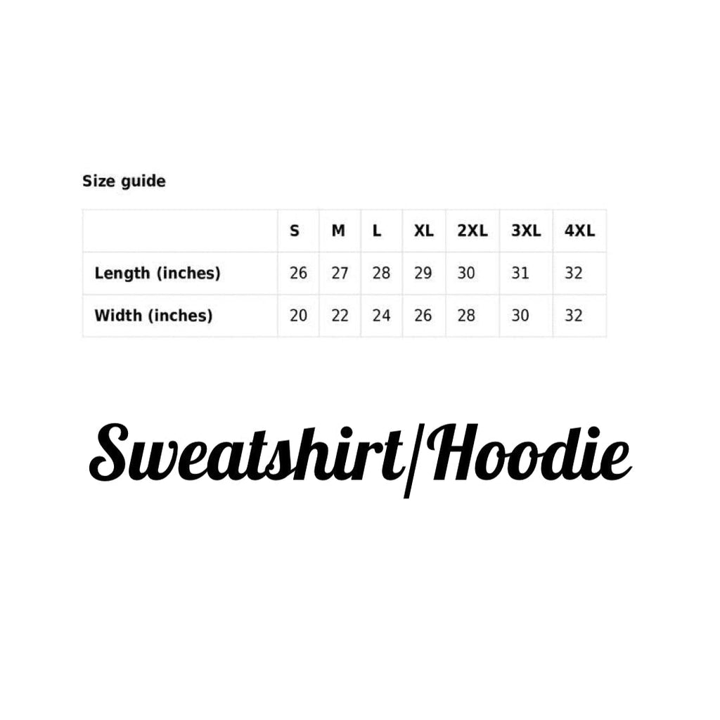 A visual representation displaying the different sizes available for sweatshirt/Hoodie