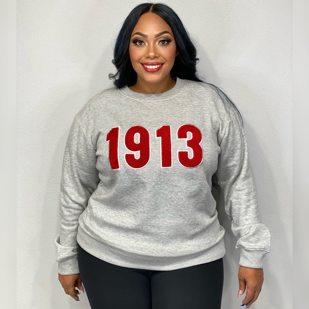 1913 Chenille Embroidered Sweatshirt - My Greek Boutique