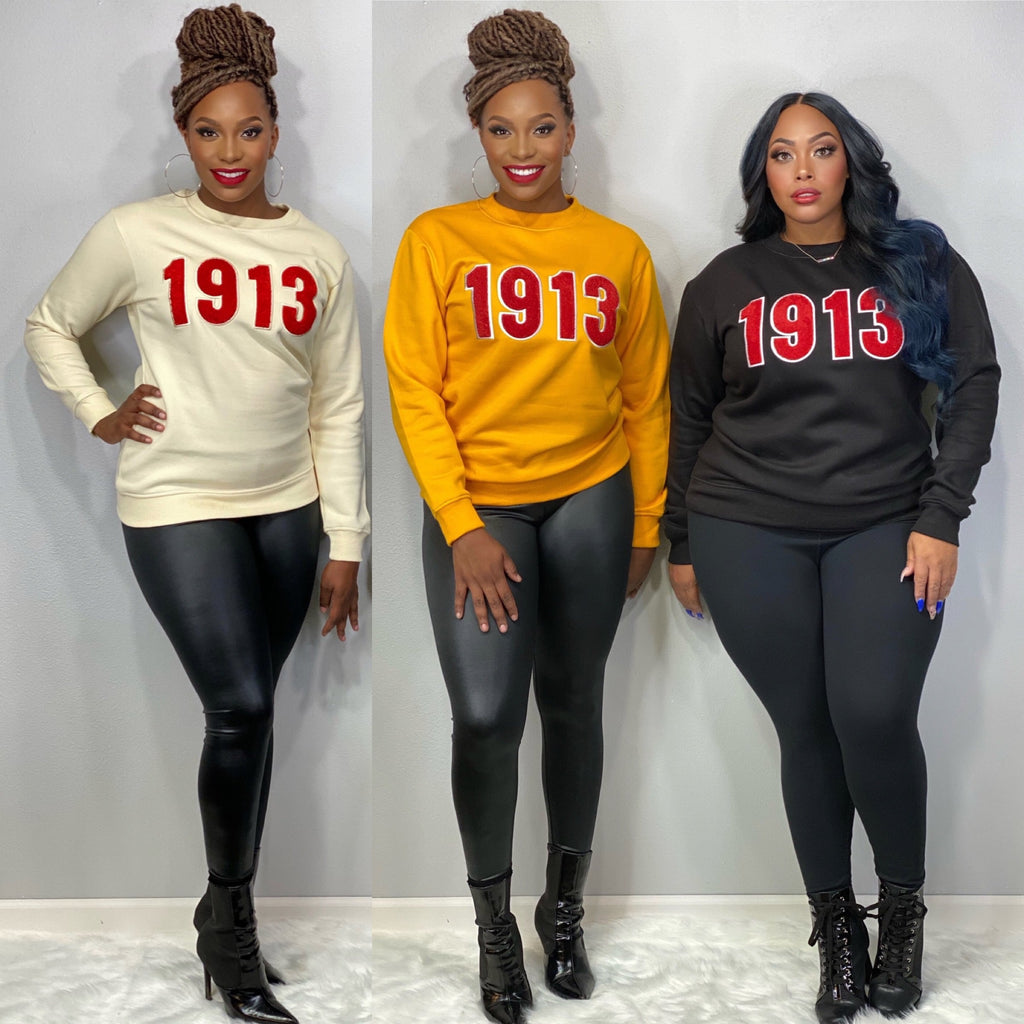 1913 Chenille Embroidered Sweatshirt - My Greek Boutique
