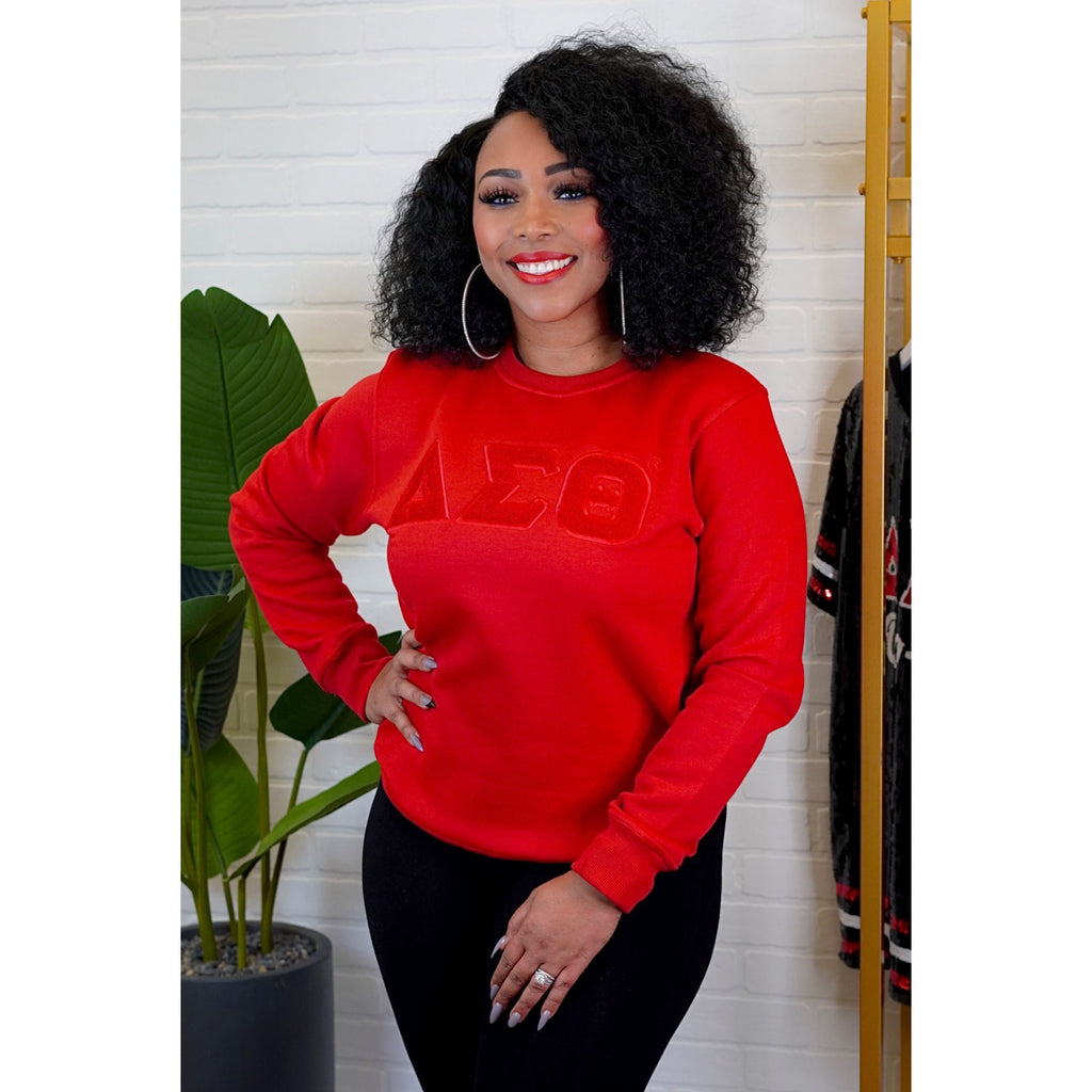 Solid Color ΔΣΘ Chenille Sweatshirt - My Greek Boutique
